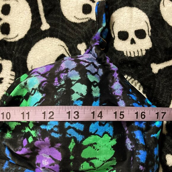 LEILANI Black multi-colour ikat tie-dye inspired print tankini top ~ LARGE XL 1X - Picture 5 of 9